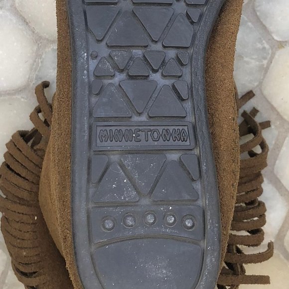 Minnetonka Cognac Fringe Ankle Boots - Picture 5 of 5